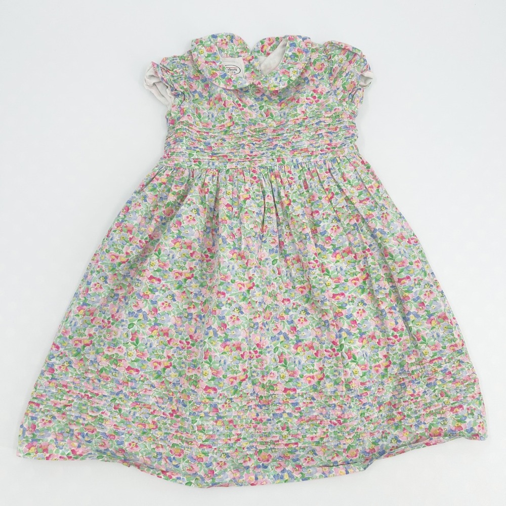 Talbots Kids Girls Vintage 90s Ditsy Floral Cotton Peter Pan Collar Dress Size 3
